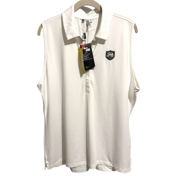 NWT Under Armour HeatGear Fitted Sleeveless Golf Polo White Top Womens 2XL - Picture 1 of 9